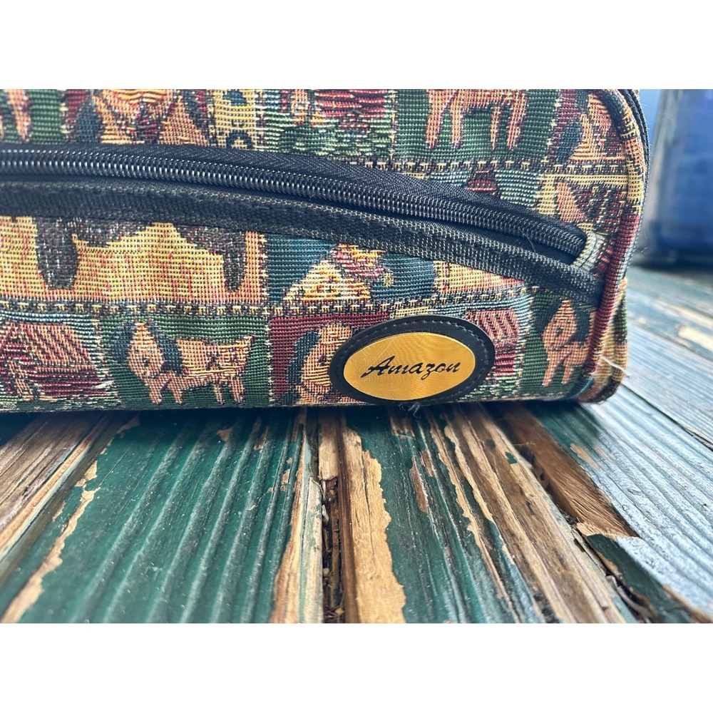 Vintage Amazon Tapestry Duffle Bag Dog Pattern Scottish Terrier Travel Bag Small - Picture 5 of 11